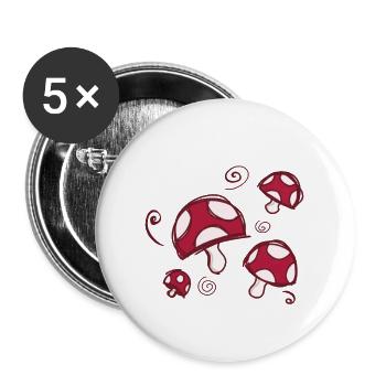 Pilze - Buttons groß 56 mm (5er Pack) - Weiß - Vorne