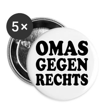 Omas gegen rechts - Buttons groß 56 mm (5er Pack) - Weiß - Vorne