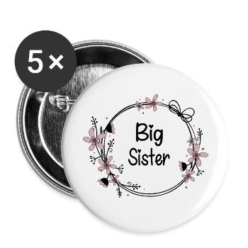 Grande Sœur - Lot de 5 grands badges (56 mm) - blanc - Devant