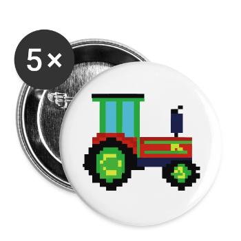 Tracteur idée cadeau pixélisé pixel tracteur - Lot de 5 grands badges (56 mm) - blanc - Devant