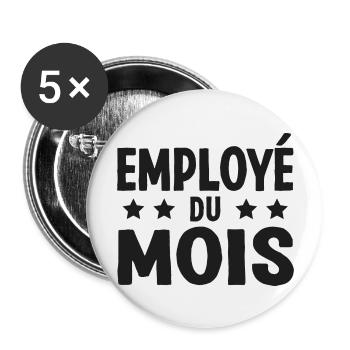 Employé Du Mois Employee of the Month Récompense - Lot de 5 grands badges (56 mm) - blanc - Devant