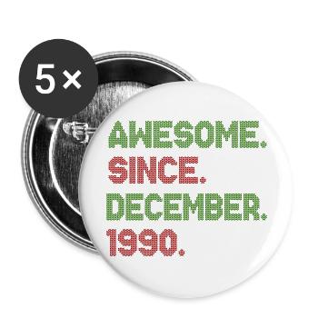 Génial depuis décembre 1990 Avenue de Noël - Lot de 5 grands badges (56 mm) - blanc - Devant