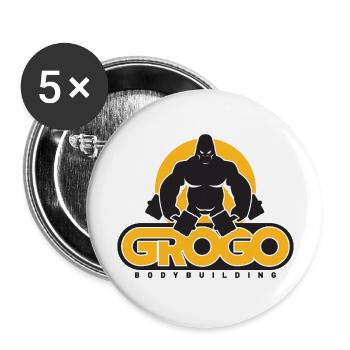 Gorilla Bodybuilding - Lot de 5 grands badges (56 mm) - blanc - Devant