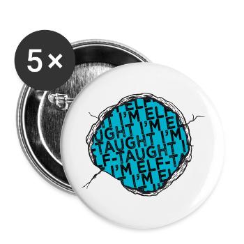 santa birthday present bubaprints dino bike moon - Buttons groß 56 mm (5er Pack) - Weiß - Vorne