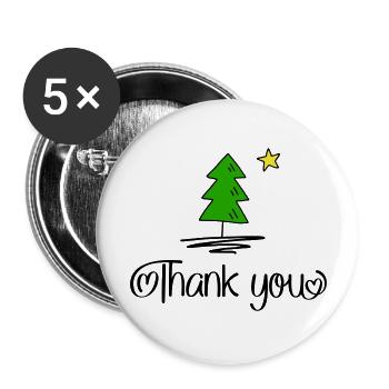 Thank you zu Weihnachten - Buttons groß 56 mm (5er Pack) - Weiß - Vorne