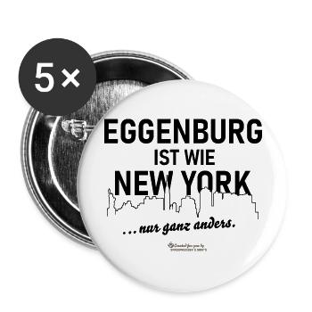 Eggenburg ist wie New York - Buttons groß 56 mm (5er Pack) - Weiß - Vorne