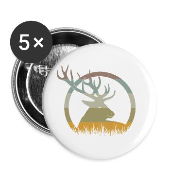 Cerf - Lot de 5 grands badges (56 mm) - blanc - Devant