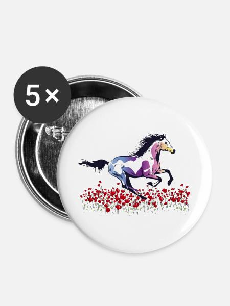 horse riding girls pink wild LBGTQ flowers nature - Buttons large 2.2''/56 mm (5-pack) - white