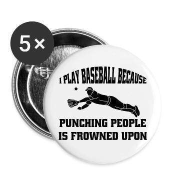 Cadeau de baseball Baseball Lover Jeu de baseball - Lot de 5 grands badges (56 mm) - blanc - Devant