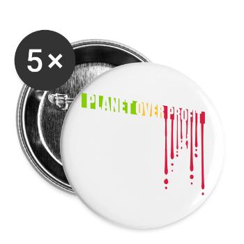 Planète sur le devis de profit - Lot de 5 grands badges (56 mm) - blanc - Devant