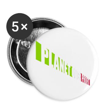 Planète sur le devis de profit - Lot de 5 grands badges (56 mm) - blanc - Devant