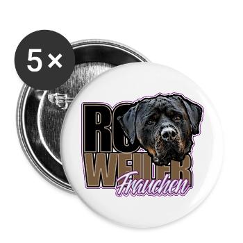 Rottweiler Frauchen - Buttons groß 56 mm (5er Pack) - Weiß - Vorne