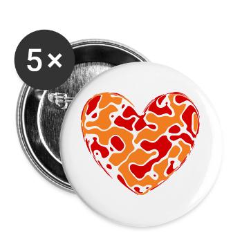 orangenes Herz Herzen Geschenk Muttertag Mutter - Buttons groß 56 mm (5er Pack) - Weiß - Vorne