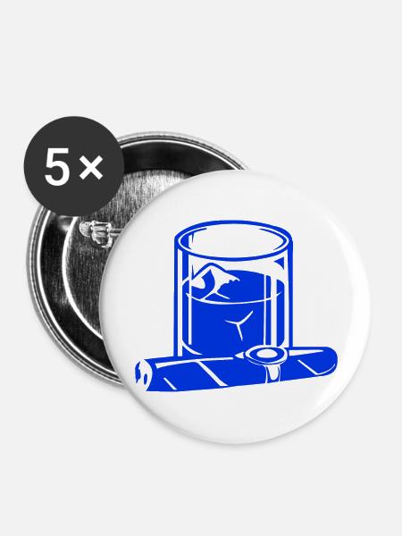 Zigarre - Buttons groß 56 mm (5er Pack) - Weiß