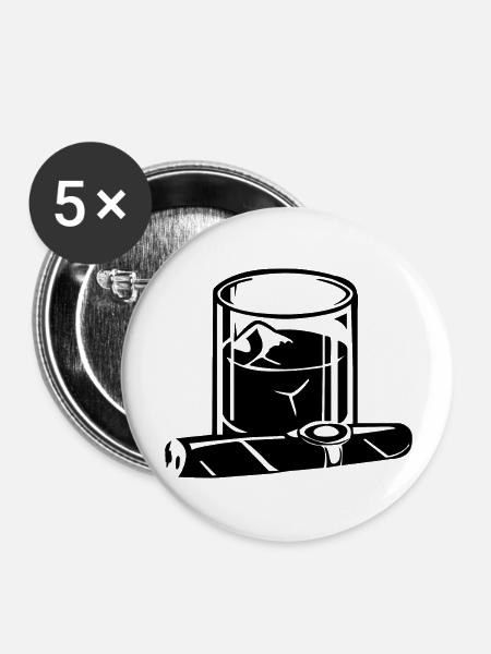 Zigarre - Buttons groß 56 mm (5er Pack) - Weiß