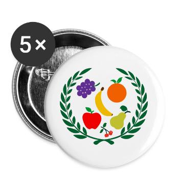 Frucht im Lorbeerkranz - Buttons groß 56 mm (5er Pack) - Weiß - Vorne