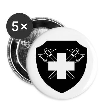 Brigade suisse des sapeurs-pompiers inversés - Lot de 5 grands badges (56 mm) - blanc - Devant