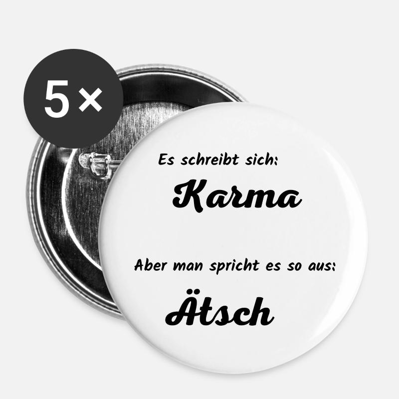 Karma spricht sich Ätsch aus - Buttons groß 56 mm (5er Pack) - Weiß