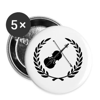 Violine Logo für Lorbeerkranz - Buttons groß 56 mm (5er Pack) - Weiß - Vorne