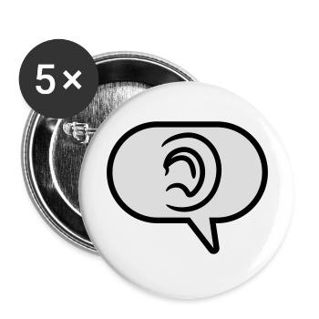 Entendre une bulle de discours de symbole simple - Lot de 5 grands badges (56 mm) - blanc - Devant