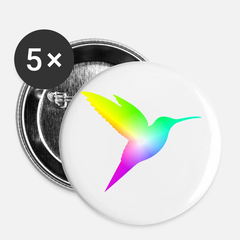 Gradient Bird - Buttons large 2.2''/56 mm (5-pack) - white