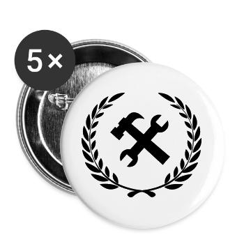 Tool logo for construction worker - Buttons large 2.2''/56 mm (5-pack) - white - Front