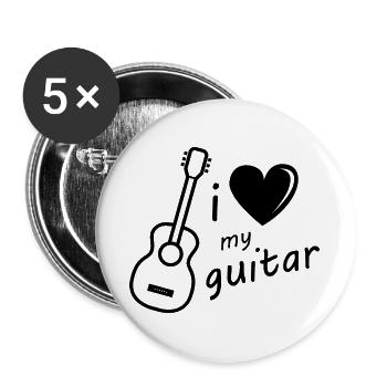 guitar Gitarre Symbol Grafik Herz Illustration - Buttons groß 56 mm (5er Pack) - Weiß - Vorne