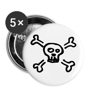 pirate skull - Lot de 5 grands badges (56 mm) - blanc - Devant