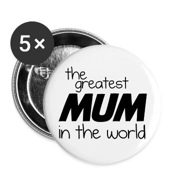 Die größte Mutter der Welt - Schwarz - Buttons groß 56 mm (5er Pack) - Weiß - Vorne