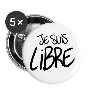 je suis libre - Lot de 5 grands badges (56 mm) - blanc - Devant