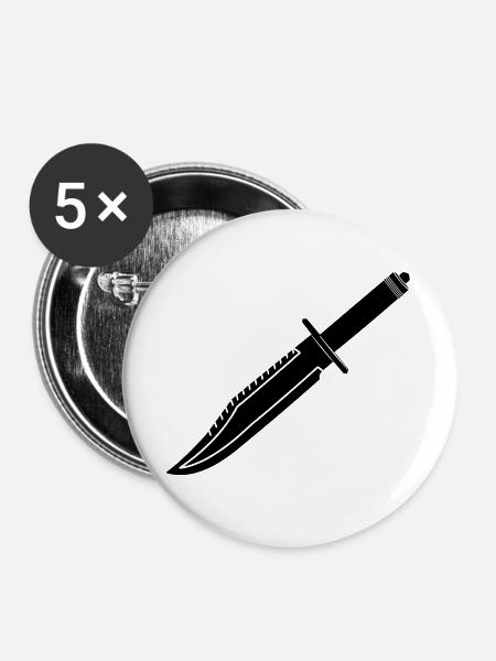 Rambo Messer lang - Buttons groß 56 mm (5er Pack) - Weiß