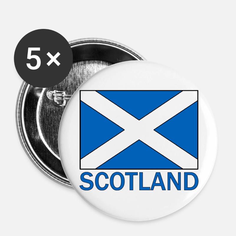 Schottland - Buttons groß 56 mm (5er Pack) - Weiß