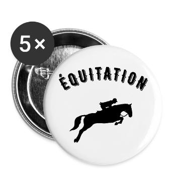 équitation - Lot de 5 grands badges (56 mm) - blanc - Devant
