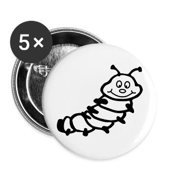 Raupe - Buttons groß 56 mm (5er Pack) - Weiß - Vorne