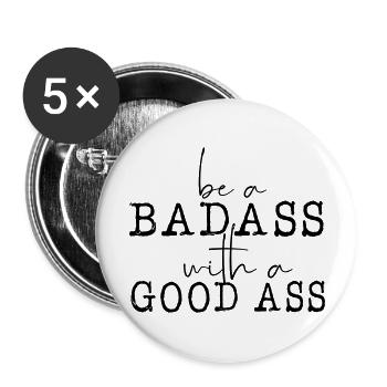 Badass Good Ass Shirt - Buttons large 2.2''/56 mm (5-pack) - white - Front