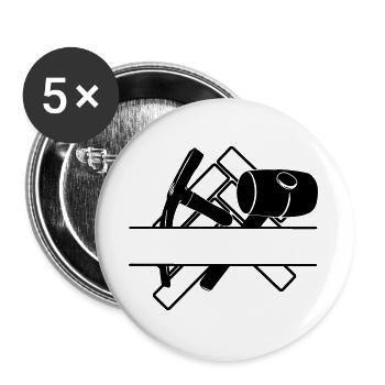 Logo de pavé transparent avec barre entre les deux - Lot de 5 grands badges (56 mm) - blanc - Devant