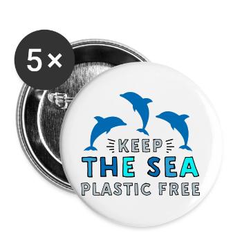 Pollution marine - Lot de 5 grands badges (56 mm) - blanc - Devant