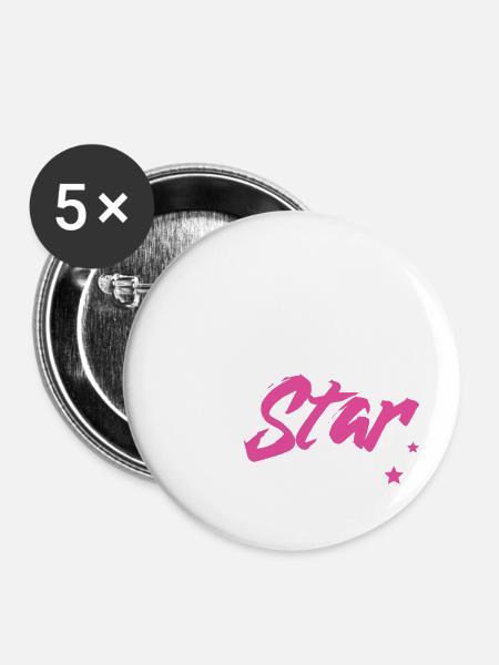 Super Star - Buttons groß 56 mm (5er Pack) - Weiß