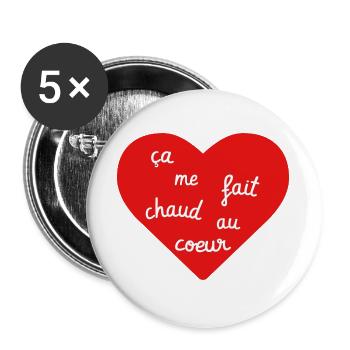 ça me fait chaud au coeur - Lot de 5 grands badges (56 mm) - blanc - Devant