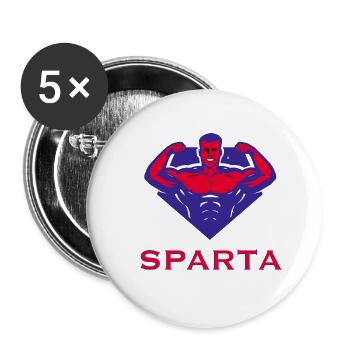 Sparta Gym Helm Geschenk Sport Spartanische Motivation - Buttons groß 56 mm (5er Pack) - Weiß - Vorne