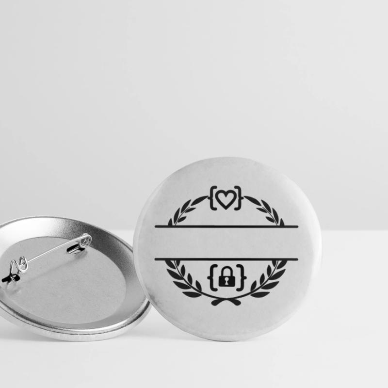 Code avec cœur et code avec cadenas couronne de laurier m Lot de 5 grands badges (56 mm)