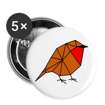 Geometric Robin - Buttons large 2.2''/56 mm (5-pack) - white - Front