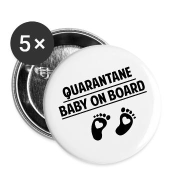 Grossesse Baby shower Babyshower Boy Girl - Lot de 5 grands badges (56 mm) - blanc - Devant