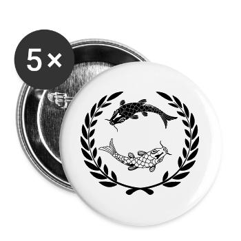Poisson 009 - Lot de 5 grands badges (56 mm) - blanc - Devant