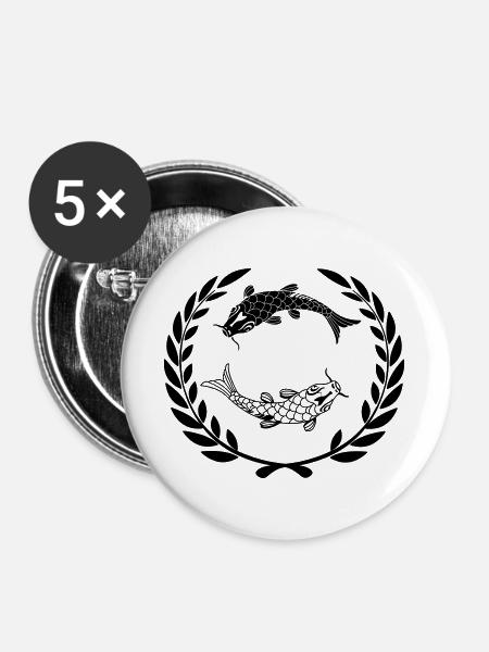 Fisch 009 - Buttons groß 56 mm (5er Pack) - Weiß