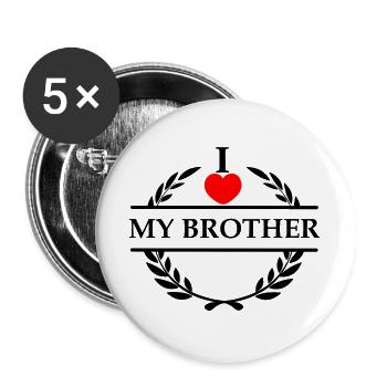 Ich liebe meinen Bruder - Buttons groß 56 mm (5er Pack) - Weiß - Vorne