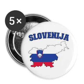 Slovenia Flag Map - Buttons large 2.2''/56 mm (5-pack) - white - Front