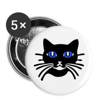 Katze cartoon (Farben personalisierbar) - Buttons groß 56 mm (5er Pack) - Weiß - Vorne