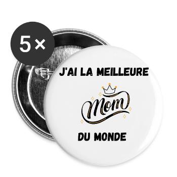 best mom - Lot de 5 grands badges (56 mm) - blanc - Devant
