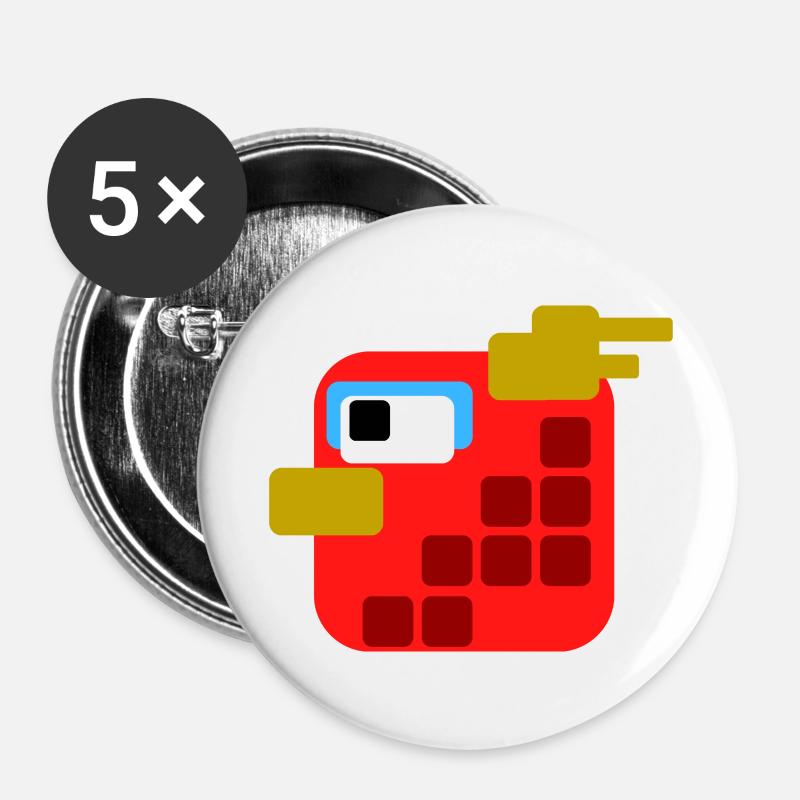 Red Bird PixelArt - Buttons large 2.2''/56 mm (5-pack) - white